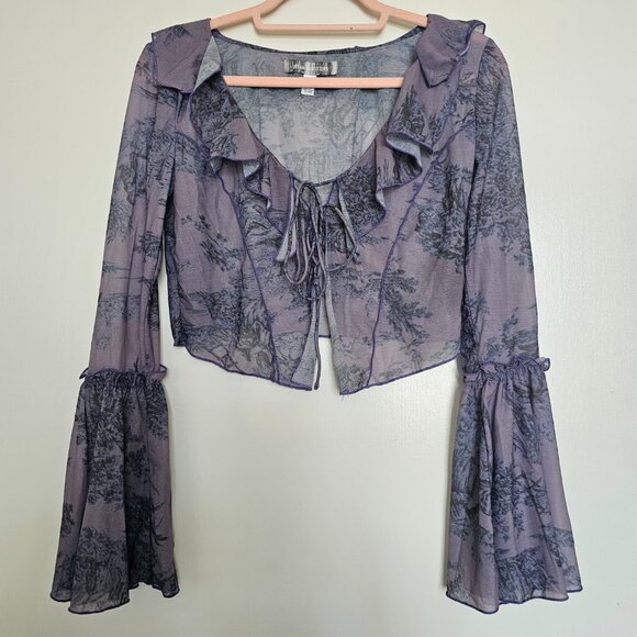 Urban Outfitters Gossamer Flyaway Crop Top, S Lavender/Lilac - Picture 3 of 9